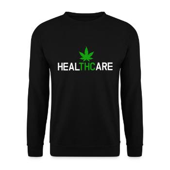 THC Healthcare - Herbe de cannabis Cannabis Weed - Sweat-shirt Unisexe - noir - Devant - Alina (178cm) & Michal (187cm)