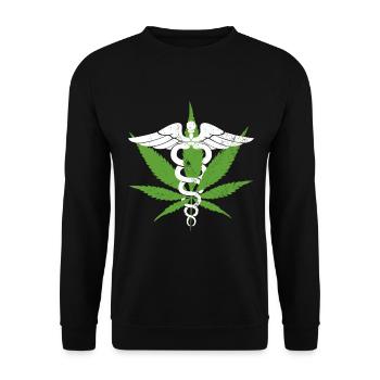 Marijuana médicale - herbe de cannabis thérapeutique - Sweat-shirt Unisexe - noir - Devant - Alina (178cm) & Michal (187cm)