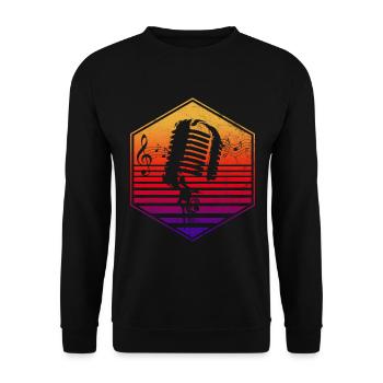 Microphone rétro - cadeau chanteur musique chantant - Sweat-shirt Unisexe - noir - Devant - Alina (178cm) & Michal (187cm)