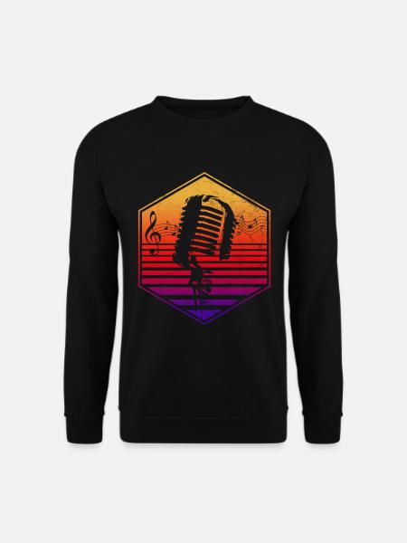 Retro Mikrofon - Musik Singen Sänger Geschenk - Unisex Pullover - Schwarz