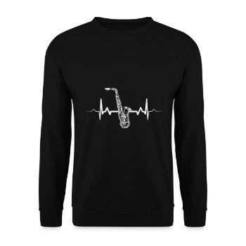 Saxophon - Unisex Pullover - Schwarz - Vorne - Alina (178cm) & Michal (187cm)