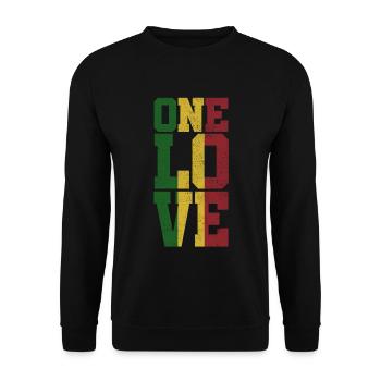 One Love - Jamaica Reggae Musik Rasta - Unisex Pullover - Schwarz - Vorne - Alina (178cm) & Michal (187cm)