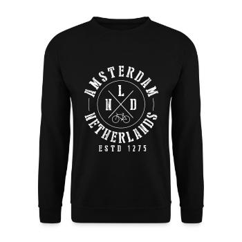 Amsterdam - Pays-Bas cadeau NLD - Sweat-shirt Unisexe - noir - Devant - Alina (178cm) & Michal (187cm)