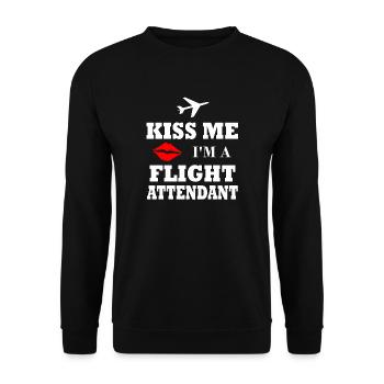 Kiss me Flight Attendant, Flight Attendant, Gift - Unisex Sweatshirt - black - Front - Alina (178cm) & Michal (187cm)