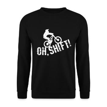 Oh Shift - Mountain Bike MTB Downhill Gift - Unisex Sweatshirt - black - Front - Alina (178cm) & Michal (187cm)