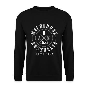 Melbourne Australie - Cadeau souvenir Skyline - Sweat-shirt Unisexe - noir - Devant - Alina (178cm) & Michal (187cm)