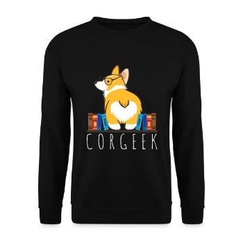 Corgeek - Corgi Nerd Geek Dog Funny - Unisex Sweatshirt - black - Front - Alina (178cm) & Michal (187cm)
