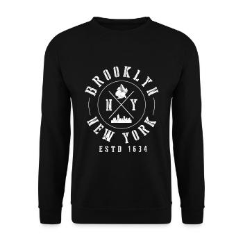 Brooklyn New York - USA Amérique Souvenir - Sweat-shirt Unisexe - noir - Devant - Alina (178cm) & Michal (187cm)