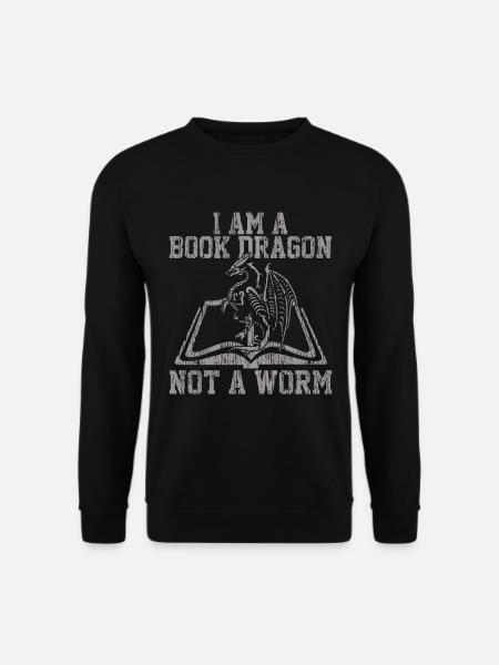 Ich Bin Ein Bücher Drache, Kein Bücherwurm - Unisex Pullover - Schwarz