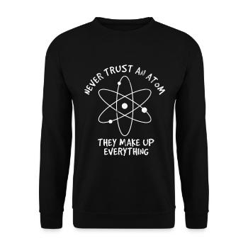 Atom - Nerd Physik Wissenschaft Geschenk - Unisex Pullover - Schwarz - Vorne - Alina (178cm) & Michal (187cm)