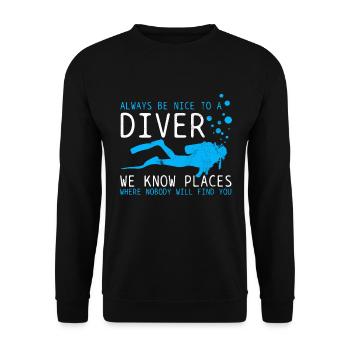 Plongée - Cadeau de plongeur - Sweat-shirt Unisexe - noir - Devant - Alina (178cm) & Michal (187cm)