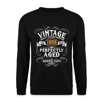 60e anniversaire - cadeau vintage de 1959, drôle - Sweat-shirt Unisexe - noir - Devant - Alina (178cm) & Michal (187cm)