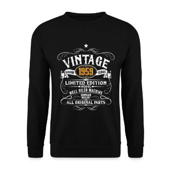 60e anniversaire - cadeau vintage de 1959, drôle - Sweat-shirt Unisexe - noir - Devant - Alina (178cm) & Michal (187cm)