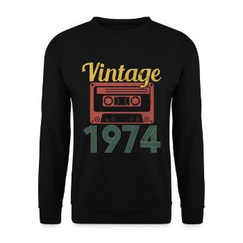 45ème anniversaire - cadeau rétro vintage 1974 - Sweat-shirt Unisexe - noir - Devant - Alina (178cm) & Michal (187cm)