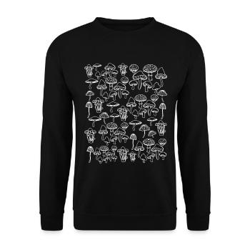Pilze - Pilzsammler Psychedelisch Magic Mushrooms - Unisex Pullover - Schwarz - Vorne - Alina (178cm) & Michal (187cm)