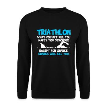 Triathlon - Sport Triathlet Lustig Geschenk - Unisex Pullover - Schwarz - Vorne - Alina (178cm) & Michal (187cm)