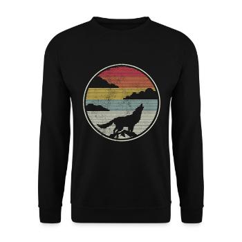 Wolf vintage retro gift - Unisex Sweatshirt - black - Front - Alina (178cm) & Michal (187cm)