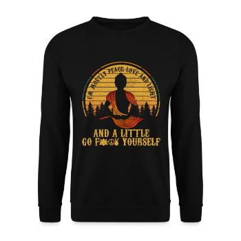 I'm Mostly Peace Love & Light - Buddha Yoga Lustig - Unisex Pullover - Schwarz - Vorne - Alina (178cm) & Michal (187cm)