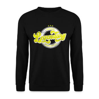 Unique legendary denim style vintage retro yellow - Unisex Sweatshirt - black - Front - Alina (178cm) & Michal (187cm)