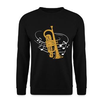 Kornett Noten Kornettist Blasmusik Musiker - Unisex Pullover - Schwarz - Vorne - Alina (178cm) & Michal (187cm)