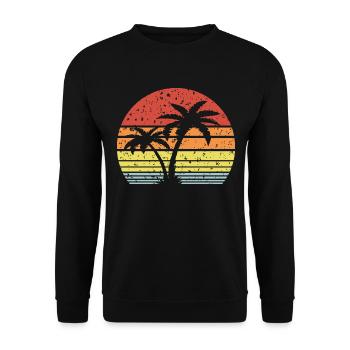 Retro Sonne Palmen - Unisex Pullover - Schwarz - Vorne - Alina (178cm) & Michal (187cm)