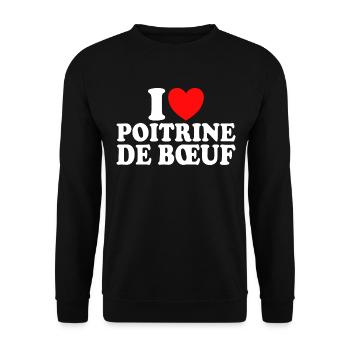 Boucher I Love Poitrine De Boeuf - Sweat-shirt Unisexe - noir - Devant - Alina (178cm) & Michal (187cm)