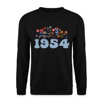 1954 Floral Design 1954 Floral Theme Flowers 1954 - Unisex Sweatshirt - black - Front - Alina (178cm) & Michal (187cm)