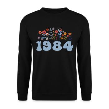 1984 Blumenmuster 1984 Blumen-thema Blumen 1984 - Unisex Pullover - Schwarz - Vorne - Alina (178cm) & Michal (187cm)