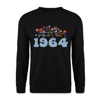 1964 Floral Pattern 1964 Floral Theme Flowers 1964 - Unisex Sweatshirt - black - Front - Alina (178cm) & Michal (187cm)