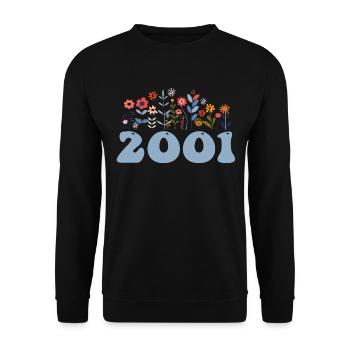 2001 Floral Pattern 2001 Floral Theme Flowers 2001 - Unisex Sweatshirt - black - Front - Alina (178cm) & Michal (187cm)