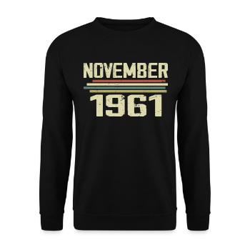 Millésime Novembre 1961 vintage rétro Novembre 1961 - Sweat-shirt Unisexe - noir - Devant - Alina (178cm) & Michal (187cm)