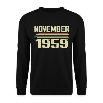 Millésime Novembre 1959 Vintage Rétro Novembre 1959 - Sweat-shirt Unisexe - noir - Devant - Alina (178cm) & Michal (187cm)