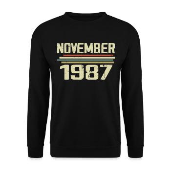Millésime Novembre 1987 Vintage Rétro Novembre 1987 - Sweat-shirt Unisexe - noir - Devant - Alina (178cm) & Michal (187cm)