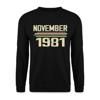 Millésime Novembre 1981 vintage rétro Novembre 1981 - Sweat-shirt Unisexe - noir - Devant - Alina (178cm) & Michal (187cm)