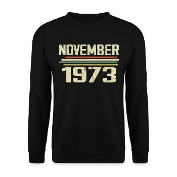 Millésime Novembre 1973 Vintage Rétro Novembre 1973 - Sweat-shirt Unisexe - noir - Devant - Alina (178cm) & Michal (187cm)