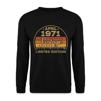 Avril 1971, anniversaire avril 1971, cadeau avril 1971 - Sweat-shirt Unisexe - noir - Devant - Alina (178cm) & Michal (187cm)