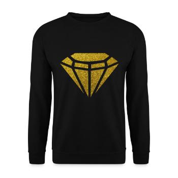 Golden Diamond - Goldener Diamant Glitzer Gold - Unisex Pullover - Schwarz - Vorne - Alina (178cm) & Michal (187cm)