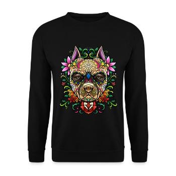 Pit Bull Sugar Skull - Dias De Los Muertos | dog - Unisex Sweatshirt - black - Front - Alina (178cm) & Michal (187cm)