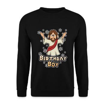 Jesus Birthday Boy - Unisex Pullover - Schwarz - Vorne - Alina (178cm) & Michal (187cm)