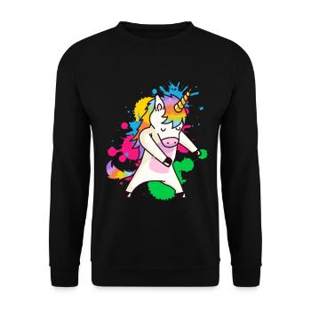 Floss Dance Unicorn - Unisex Sweatshirt - black - Front - Alina (178cm) & Michal (187cm)