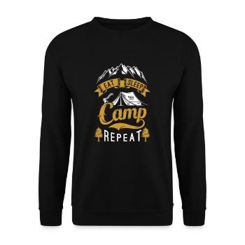 Eat sleep camp repeat - Unisex Sweatshirt - black - Front - Alina (178cm) & Michal (187cm)