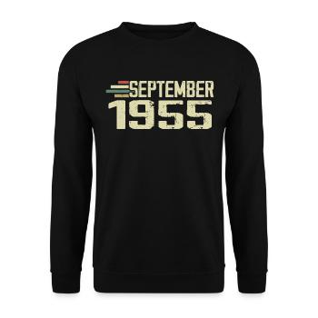 September 1955 Vintage Geschenkidee September 1955 - Unisex Pullover - Schwarz - Vorne - Alina (178cm) & Michal (187cm)