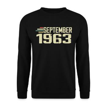 September 1963 Vintage Geschenkidee September 1963 - Unisex Pullover - Schwarz - Vorne - Alina (178cm) & Michal (187cm)