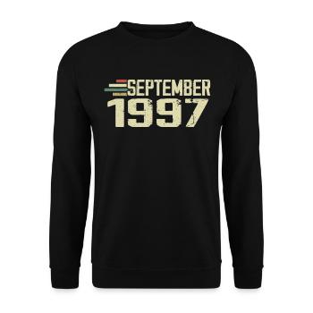 September 1997 Vintage Geschenkidee September 1997 - Unisex Pullover - Schwarz - Vorne - Alina (178cm) & Michal (187cm)