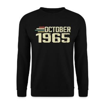 October 1965 - Geburtstag im Oktober 1965 - Unisex Pullover - Schwarz - Vorne - Alina (178cm) & Michal (187cm)