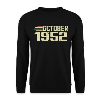October 1952 - Geburtstag im Oktober 1952 - Unisex Pullover - Schwarz - Vorne - Alina (178cm) & Michal (187cm)