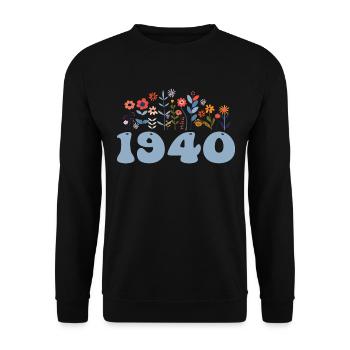 1940's Floral Pattern 1940's Floral Theme Flowers 1940's - Unisex Sweatshirt - black - Front - Alina (178cm) & Michal (187cm)