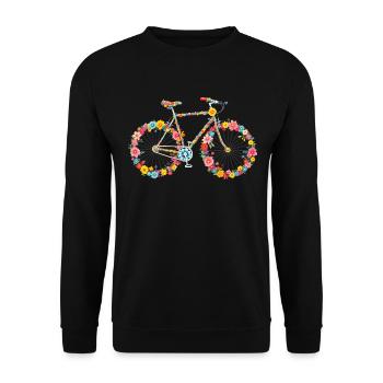 Sport Radfahren Blumen Frauen Radfahrerin - Unisex Pullover - Schwarz - Vorne - Alina (178cm) & Michal (187cm)