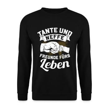 Tante und Neffe - Freunde fürs Leben - Unisex Pullover - Schwarz - Vorne - Alina (178cm) & Michal (187cm)