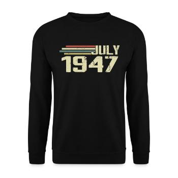 Geburtstag Juli 1947 Jahr 1947 Juli Jahrgang 1947 - Unisex Pullover - Schwarz - Vorne - Alina (178cm) & Michal (187cm)